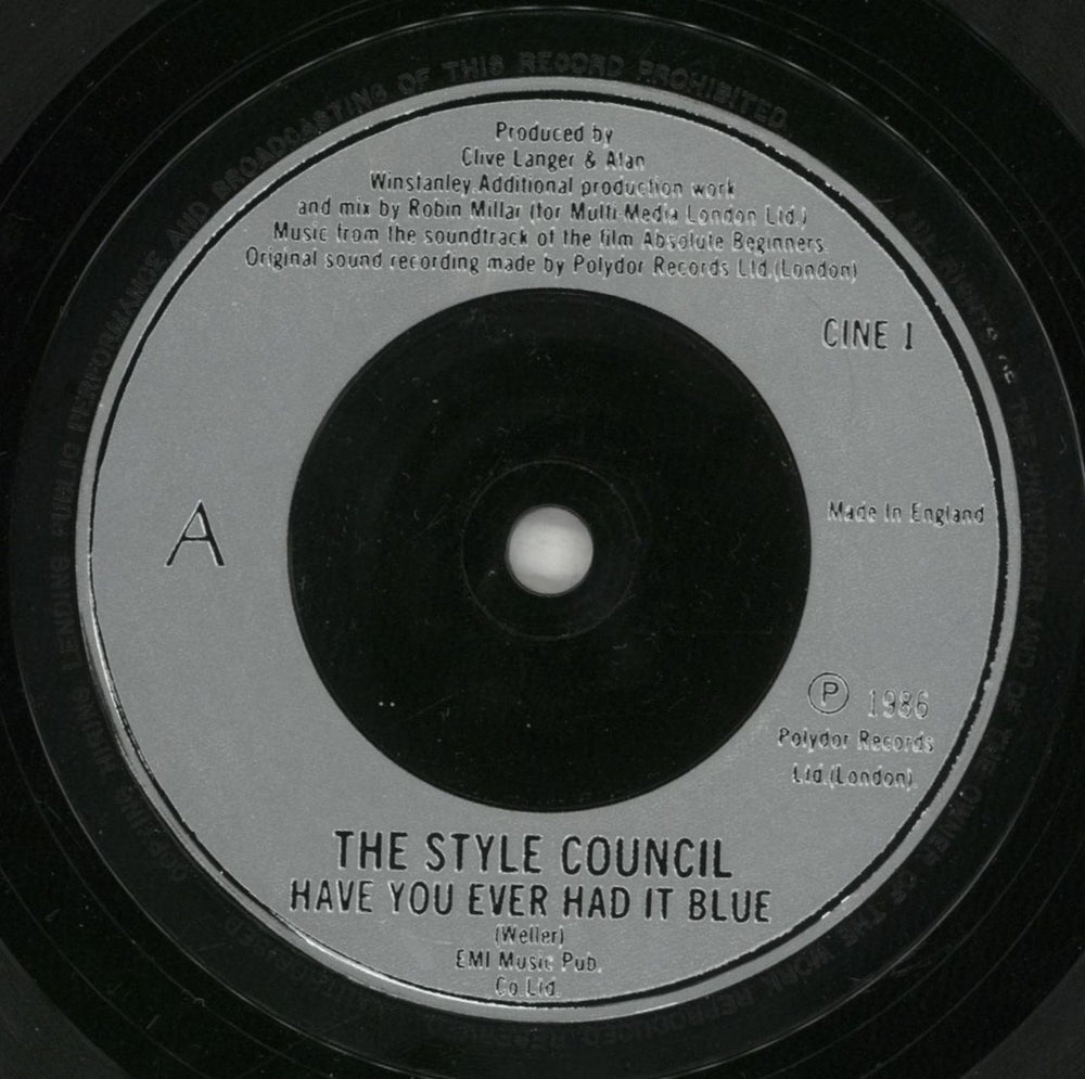 The Style Council Have You Ever Had It Blue UK 7" vinyl single (7 inch record / 45) STY07HA512552