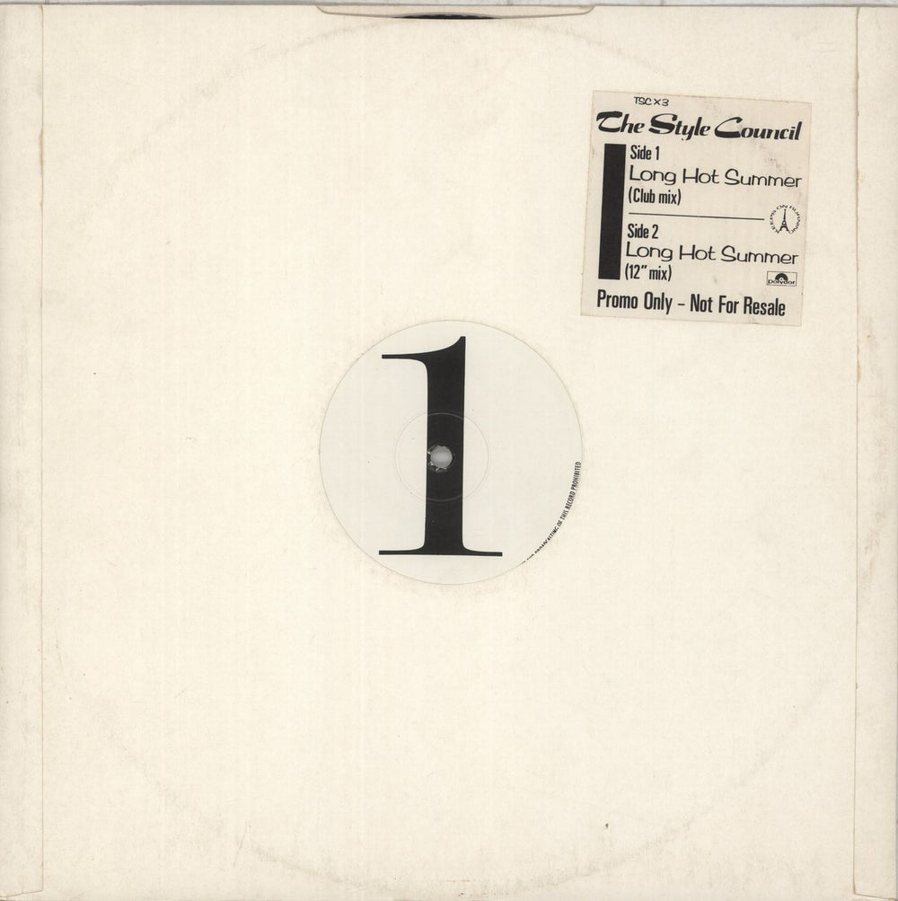 The Style Council Long Hot Summer UK Promo 12" vinyl single (12 inch record / Maxi-single) TSCX3