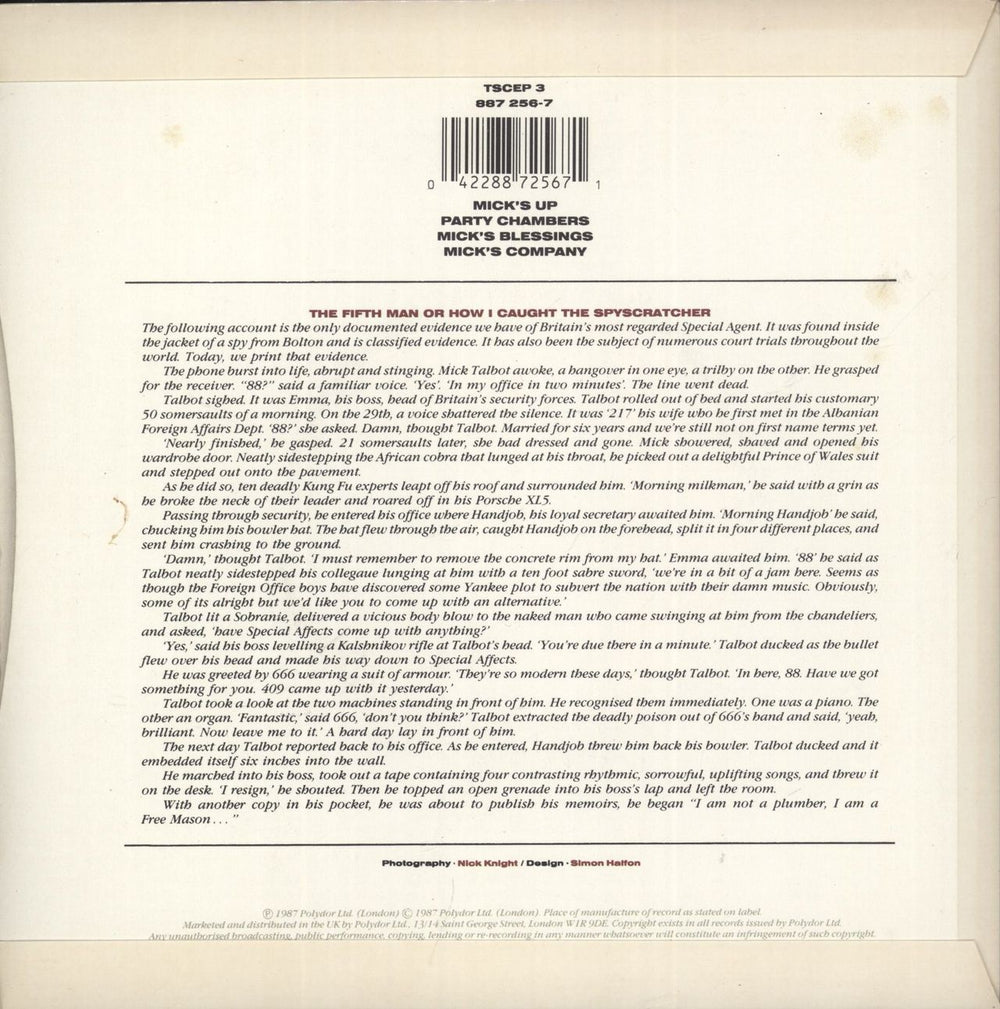 The Style Council Mick Talbot Is Agent 88 UK 7" vinyl single (7 inch record / 45) 042288725671