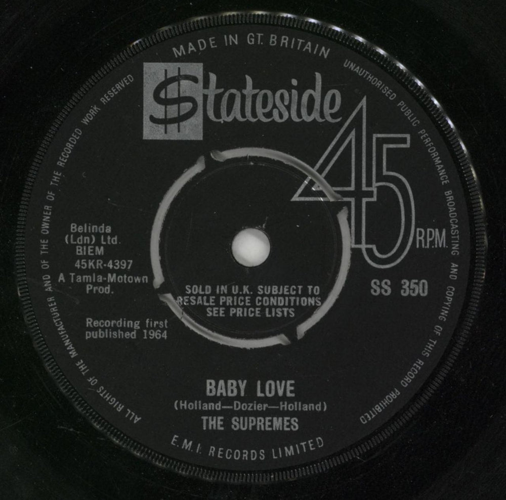 The Supremes Baby Love UK 7" vinyl single (7 inch record / 45) SS350