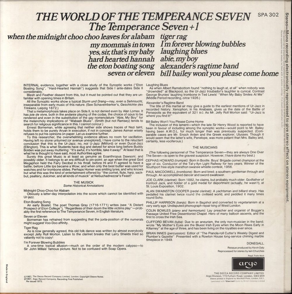 The Temperance Seven The World Of The Temperance Seven UK vinyl LP album (LP record)