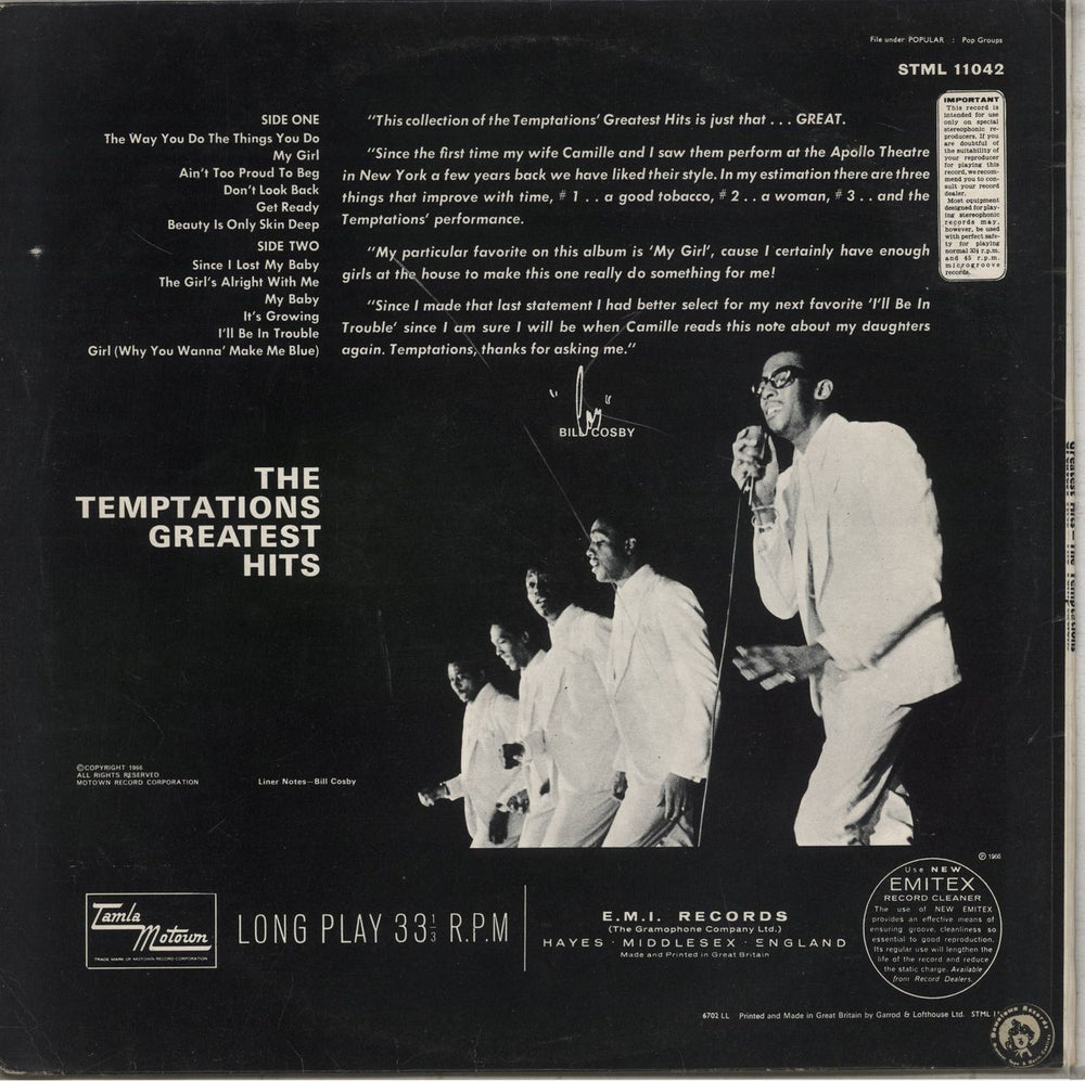 The Temptations Greatest Hits - EX UK vinyl LP album (LP record)