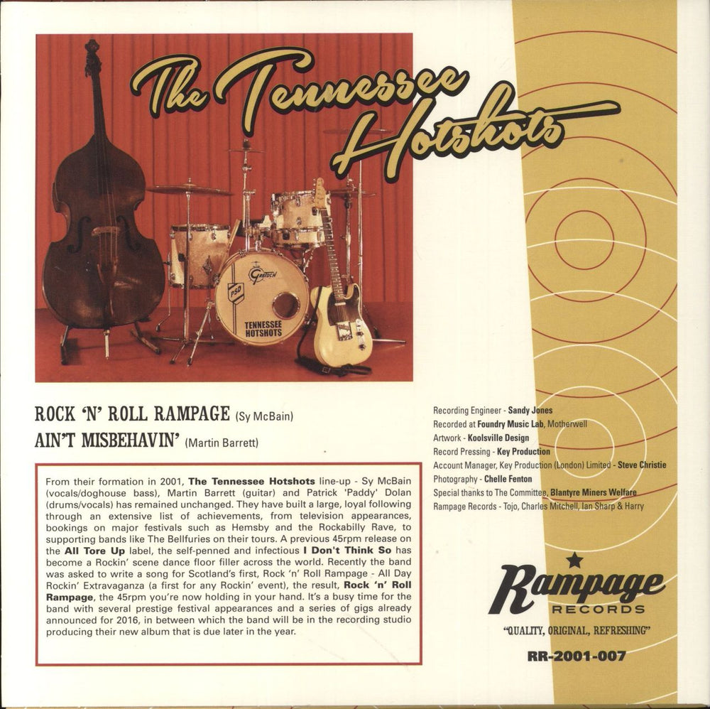 The Tennessee Hotshots Rock 'N' Roll Rampage UK 7" vinyl single (7 inch record / 45)