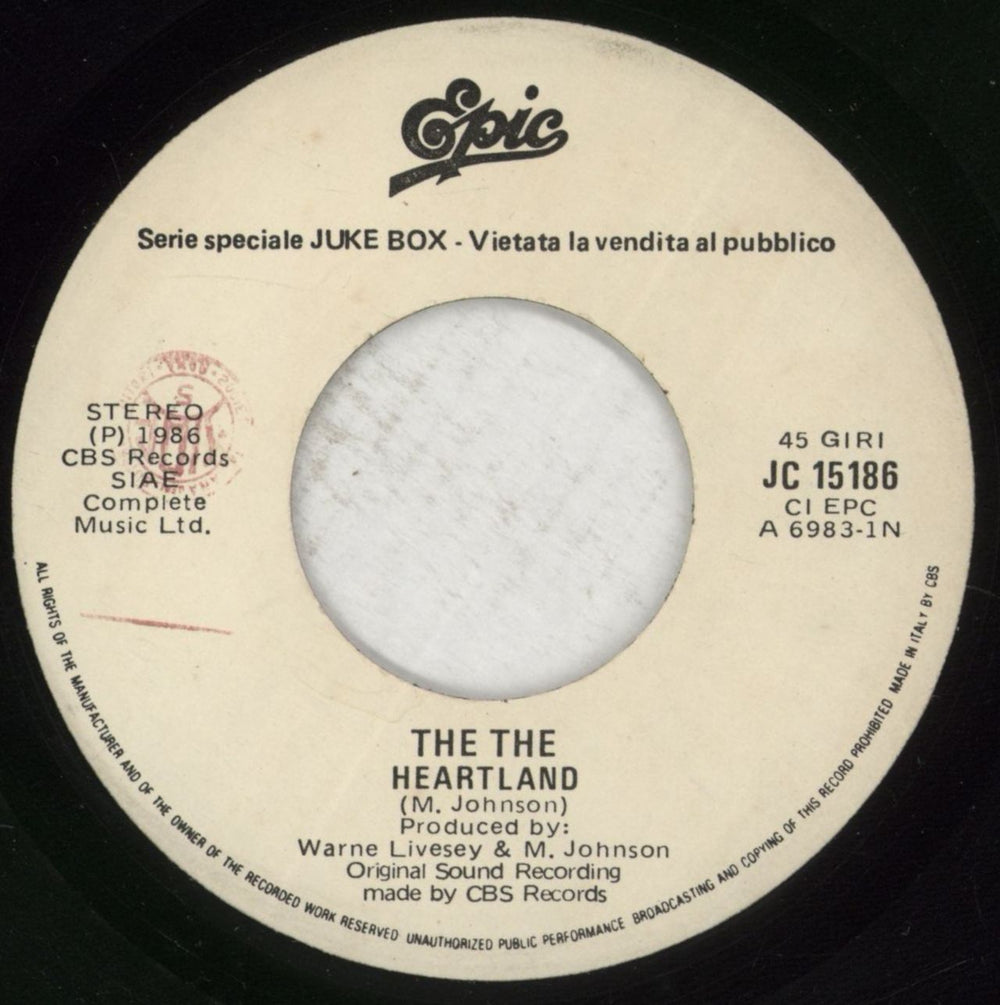 The The Heartland - Jukebox Italian 7" vinyl single (7 inch record / 45) THE07HE867680