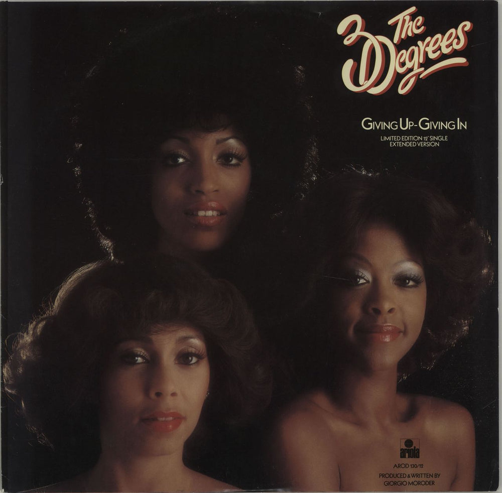 The Three Degrees Giving Up Giving In - Red Vinyl UK 12" vinyl single (12 inch record / Maxi-single) AROD130-12