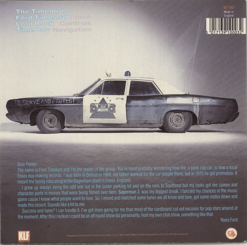 The Timelords Doctorin' The Tardis UK 7" vinyl single (7 inch record / 45) 5017139100032