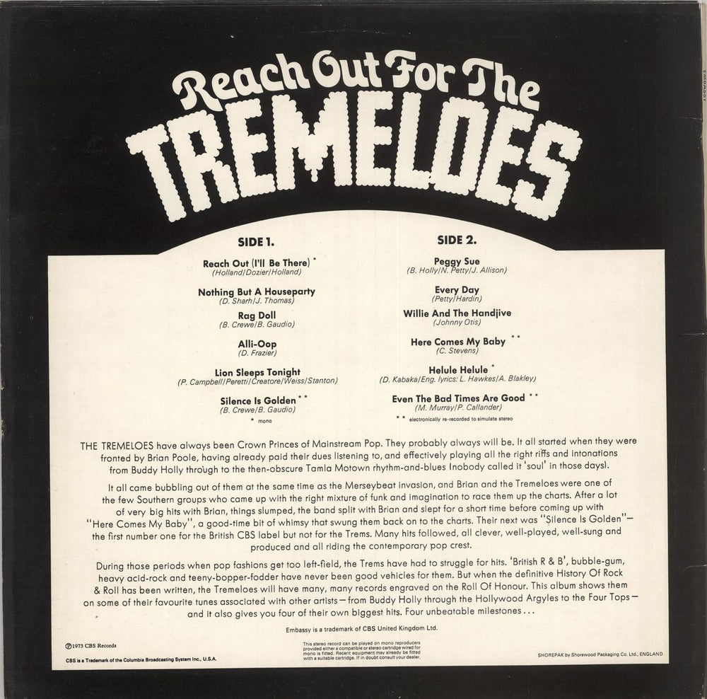 The Tremeloes Reach Out For The Tremeloes UK vinyl LP album (LP record)