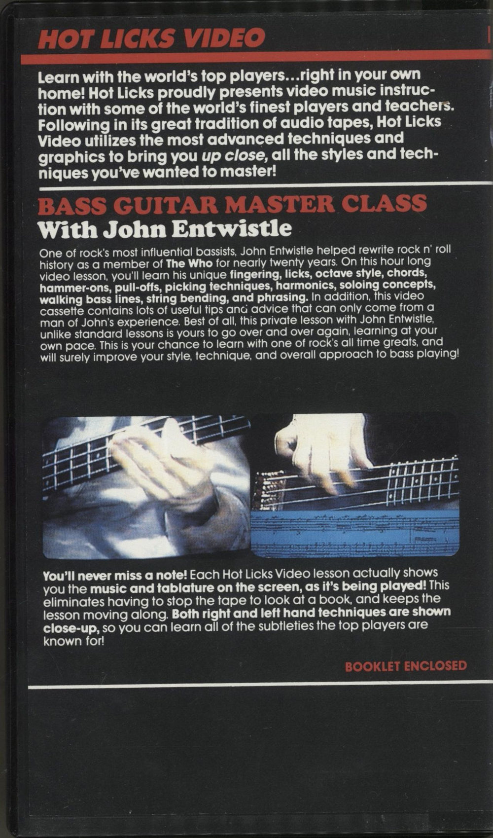 The Who Bass Guitar Master Class with John Entwistle US video (VHS or PAL or NTSC)