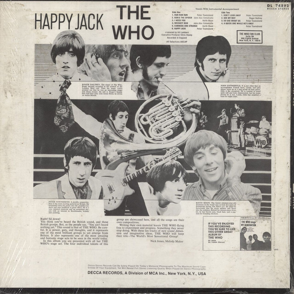 The Who Happy Jack - Shrink US vinyl LP album (LP record)