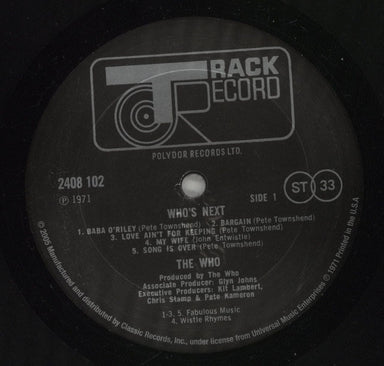 The Who Who's Next - 200gm US vinyl LP album (LP record) WHOLPWH509204