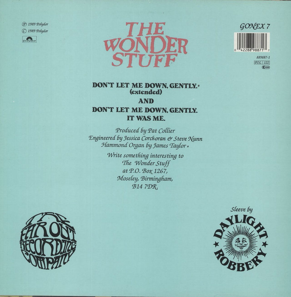 The Wonder Stuff Don't Let Me Down, Gently UK 12" vinyl single (12 inch record / Maxi-single) 042288988717