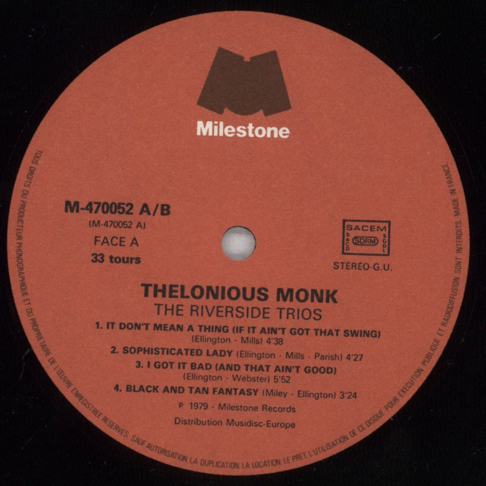 Thelonious Monk The Riverside Trios French 2-LP vinyl record set (Double LP Album) TM42LTH836159