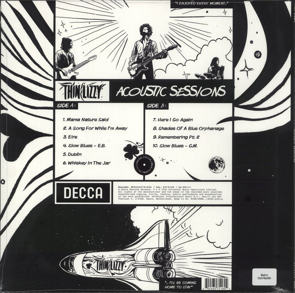 Thin Lizzy Acoustic Sessions - Marble Vinyl - Alternate B&W Cover + Autographed Print - Sealed UK vinyl LP album (LP record) 602465751604