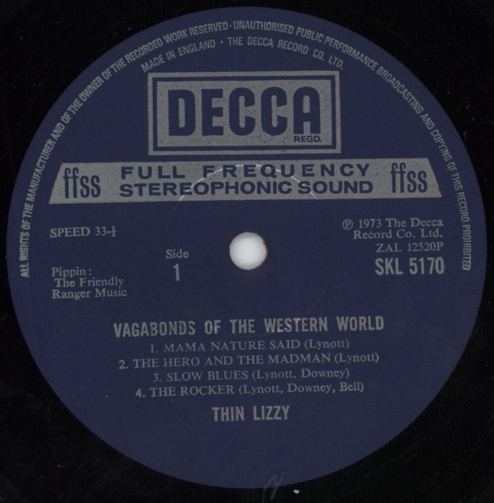 Thin Lizzy Vagabonds Of The Western World - 1st + Insert UK vinyl LP album (LP record) THILPVA95753
