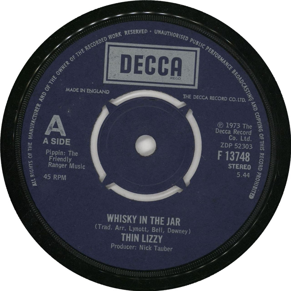 Thin Lizzy Whisky In The Jar [5:44] - P/S UK 7" vinyl single (7 inch record / 45)