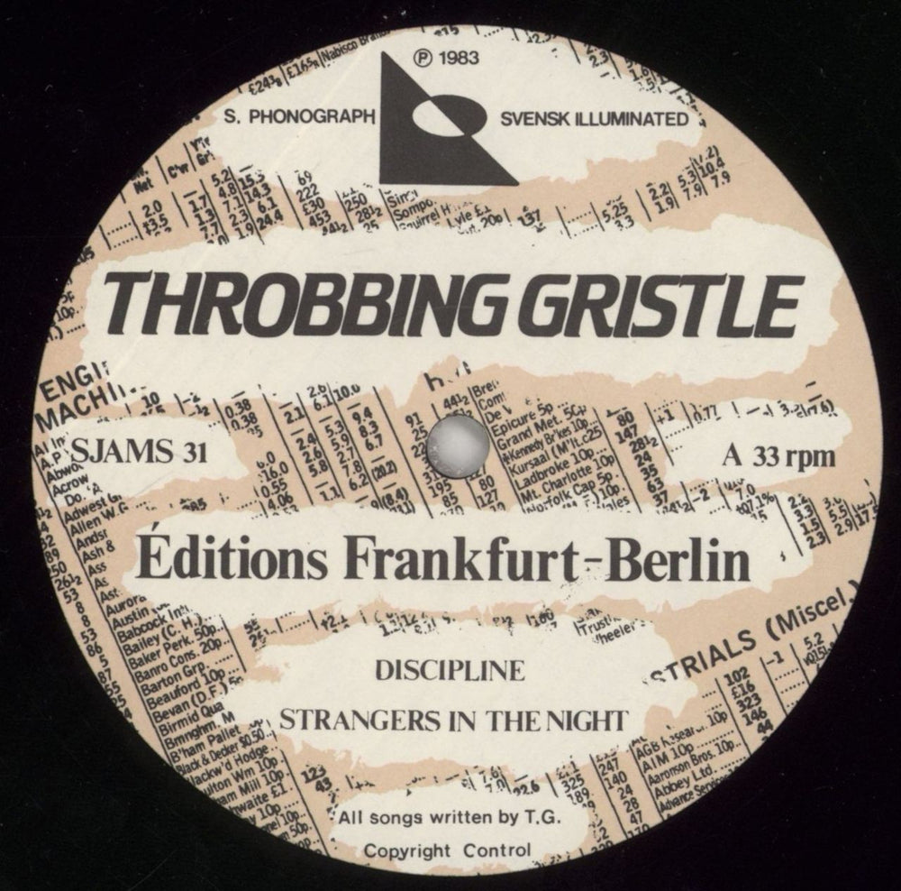 Throbbing Gristle Éditions Frankfurt-Berlin UK vinyl LP album (LP record) THGLPDI859005