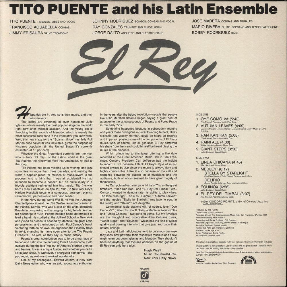 Tito Puente El Rey US vinyl LP album (LP record)