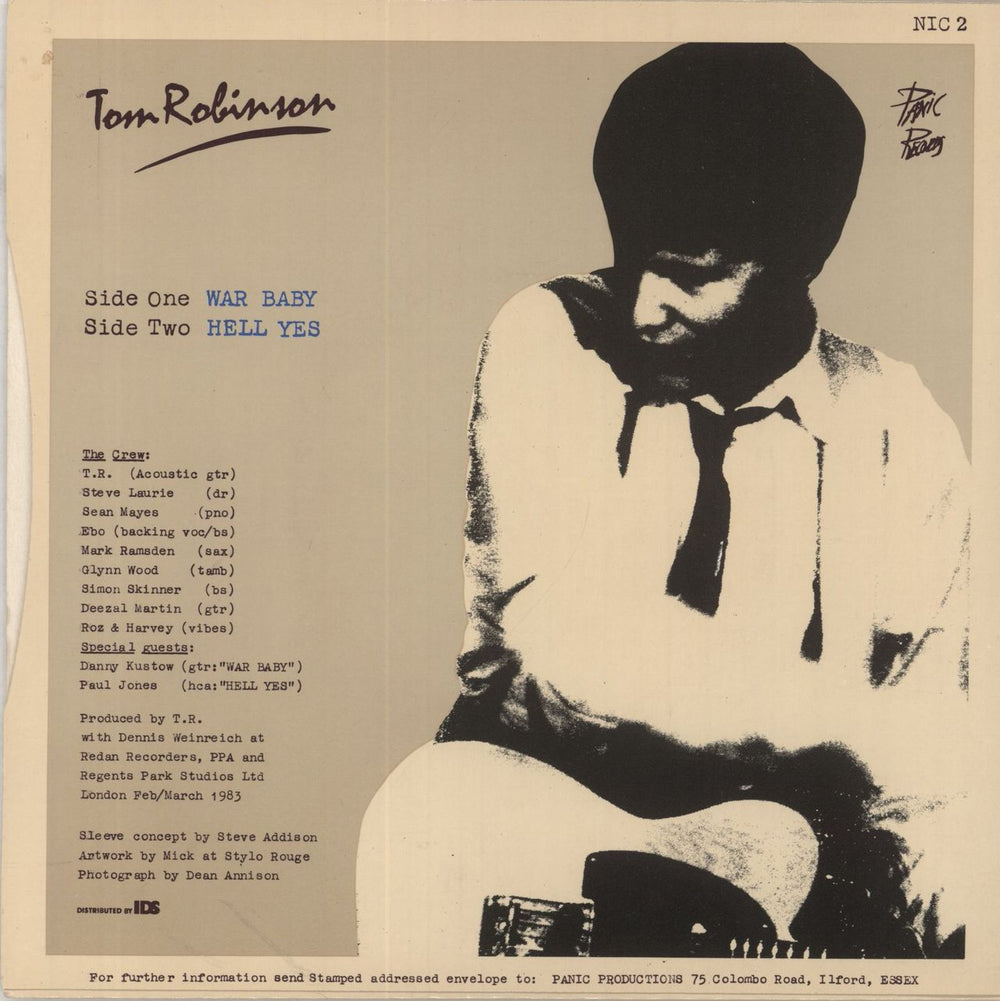Tom Robinson War Baby + Sleeve UK 7" vinyl single (7 inch record / 45)