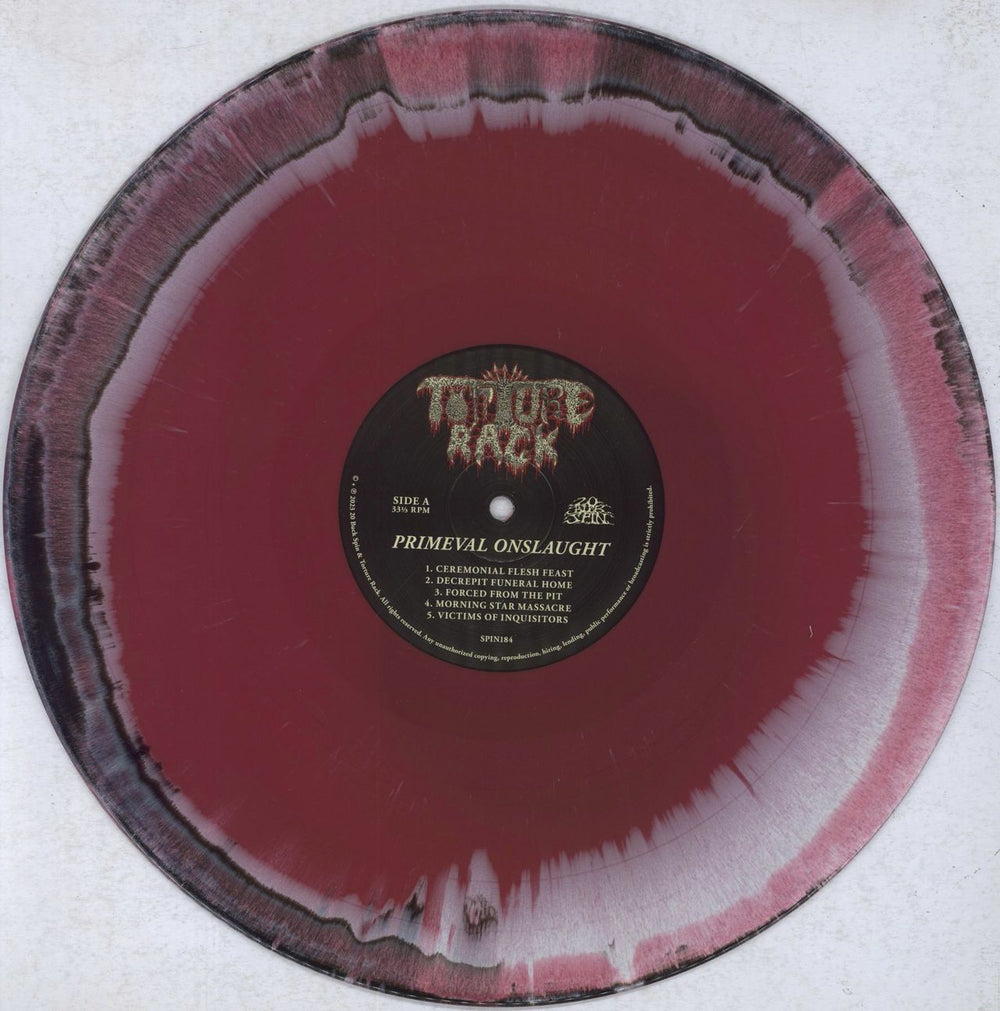 Torture Rack Primeval Onslaught - Oxblood/White/Black Merge US vinyl LP album (LP record) 69SLPPR836139