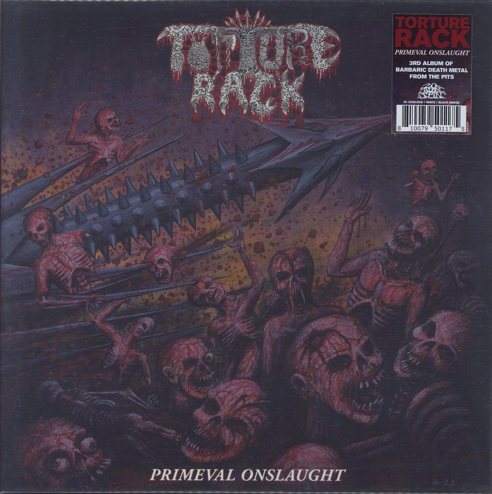 Torture Rack Primeval Onslaught - Oxblood/White/Black Merge US vinyl LP album (LP record) SPIN184