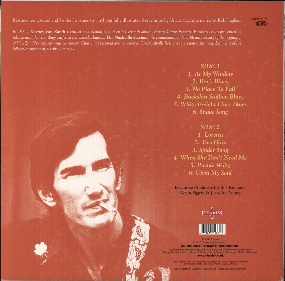 Townes Van Zandt The Nashville Sessions: Remastered - 180 Gram Vinyl UK vinyl LP album (LP record) 803415817610