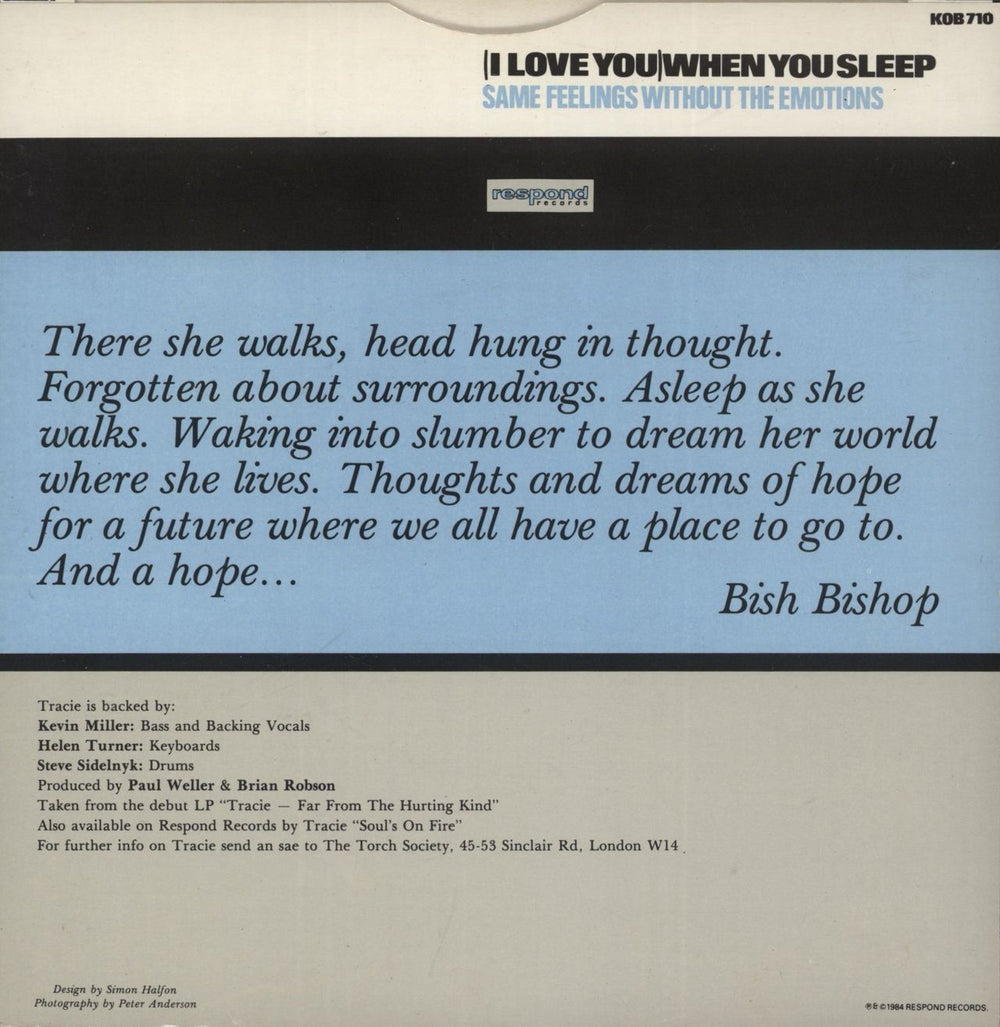 Tracie [I Love You] When You Sleep UK 7" vinyl single (7 inch record / 45)