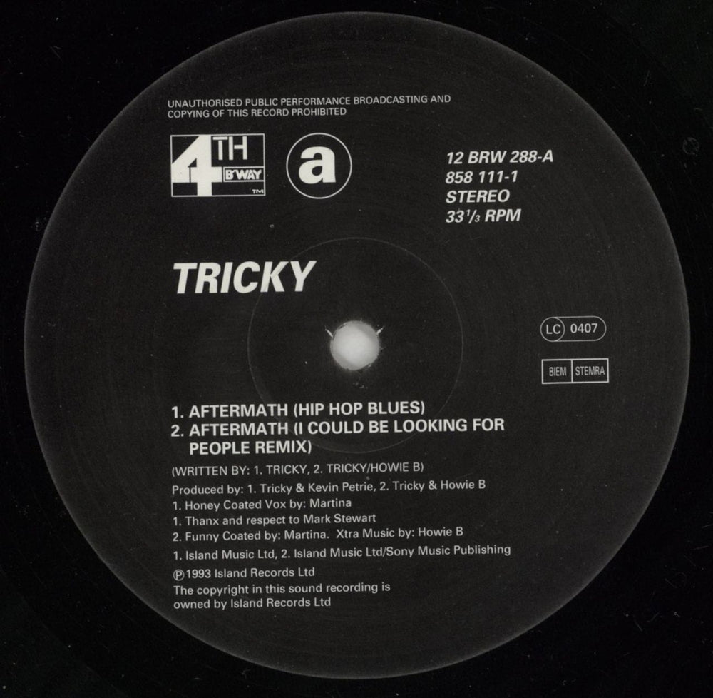 Tricky Aftermath UK 12" vinyl single (12 inch record / Maxi-single) TRK12AF161555