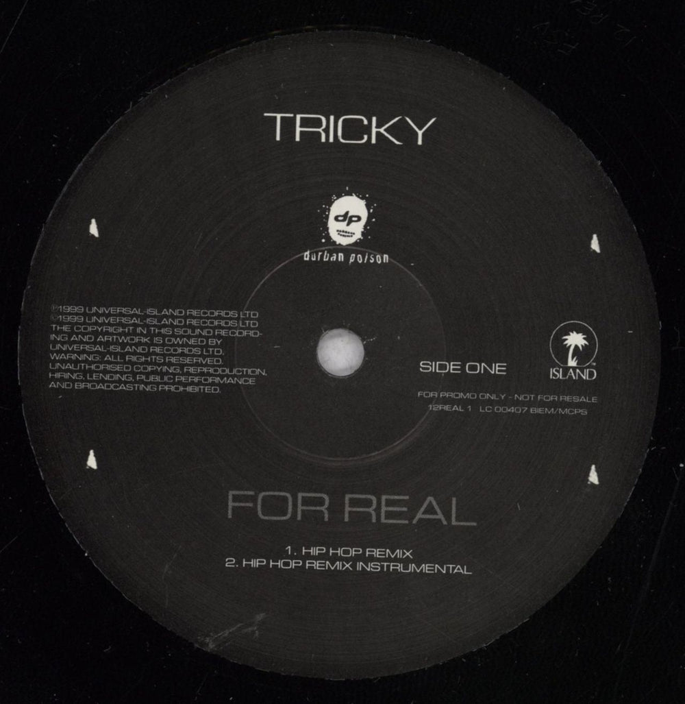 Tricky For Real UK Promo 12" vinyl single (12 inch record / Maxi-single) TRK12FO840428