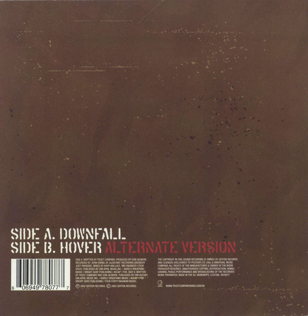 Trust Company Downfall - Red Vinyl UK 7" vinyl single (7 inch record / 45) 606949780777