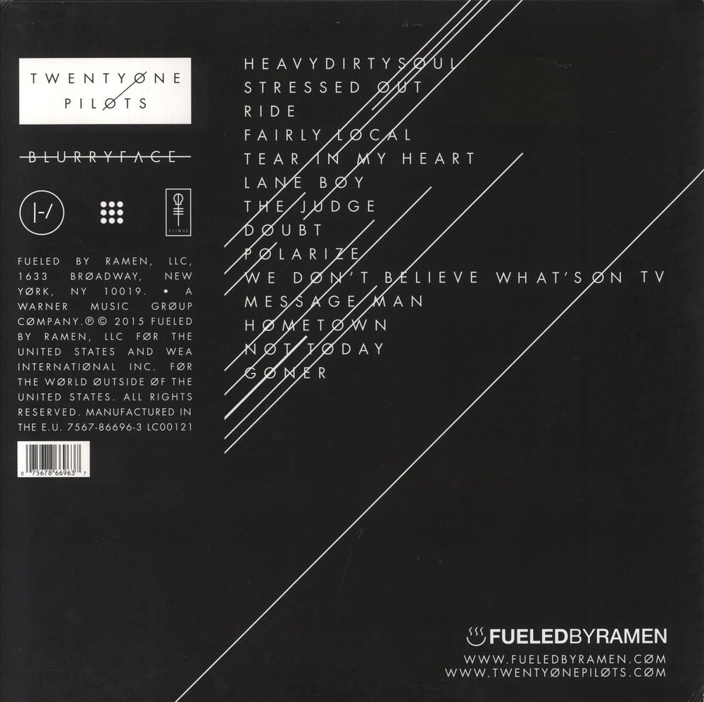 Twenty One Pilots Blurryface - Silver Vinyl UK 2-LP vinyl record set (Double LP Album) 075678669637