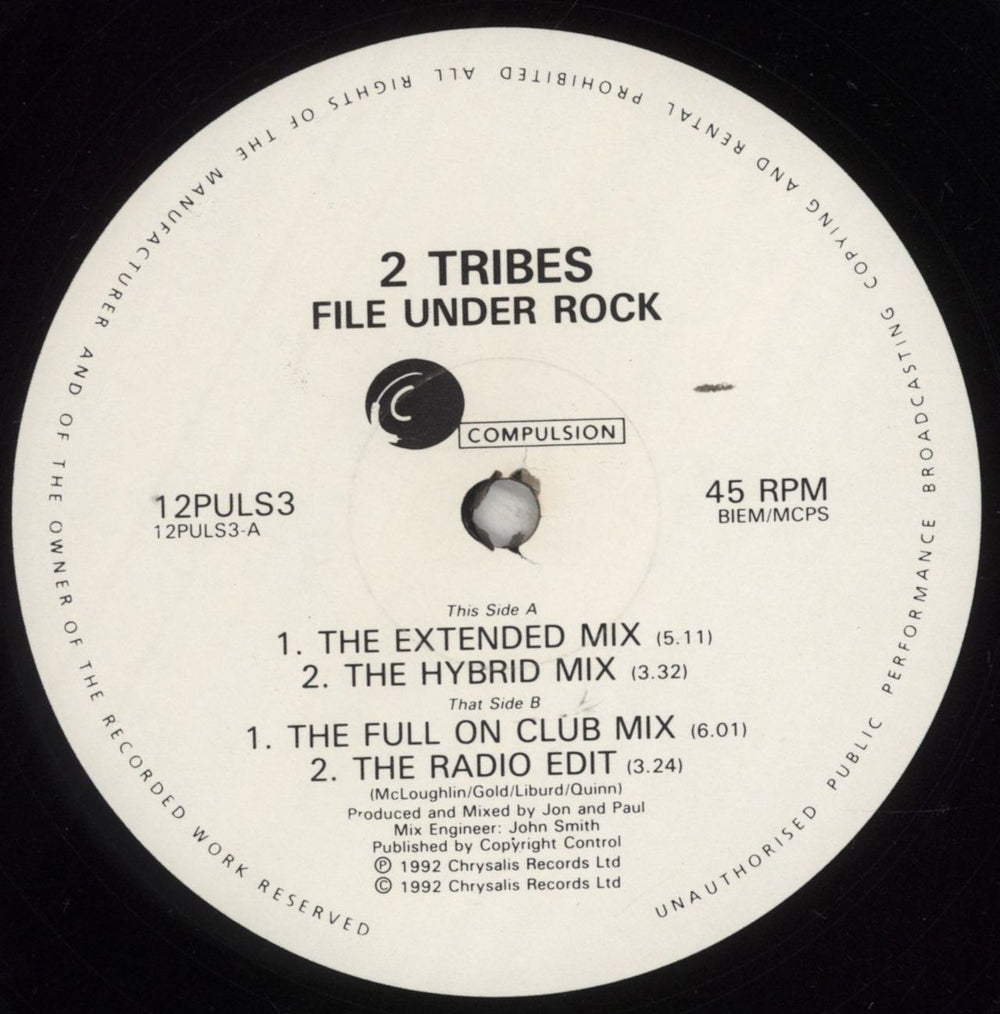 Two Tribes File Under Rock UK 12" vinyl single (12 inch record / Maxi-single) X9R12FI856701