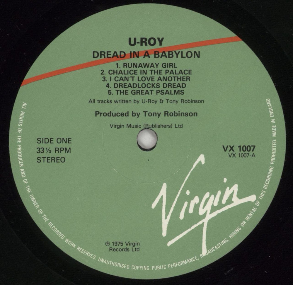 U-Roy Dread In A Babylon UK vinyl LP album (LP record) U-RLPDR443954
