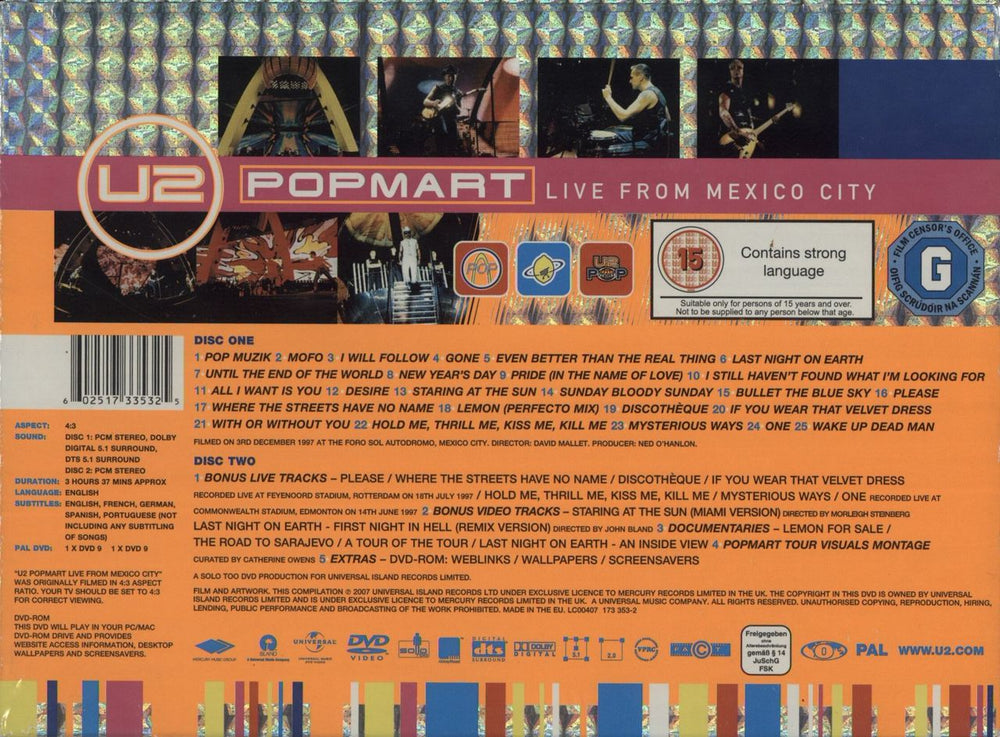 U2 PopMart - Live From Mexico City - Deluxe Edition UK DVD 602517335325