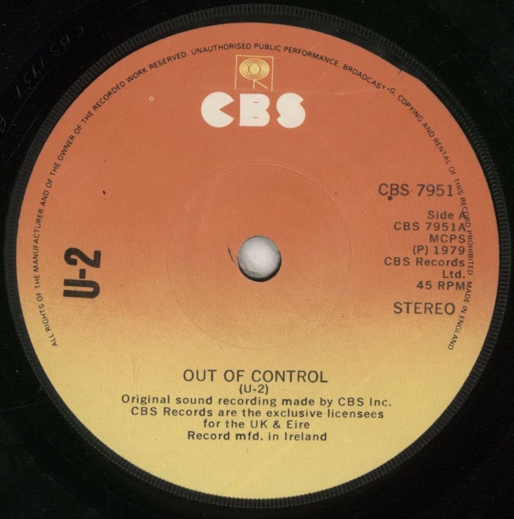 U2 Three EP: Out Of Control - Made In England Irish 7" vinyl single (7 inch record / 45) U-207TH824696