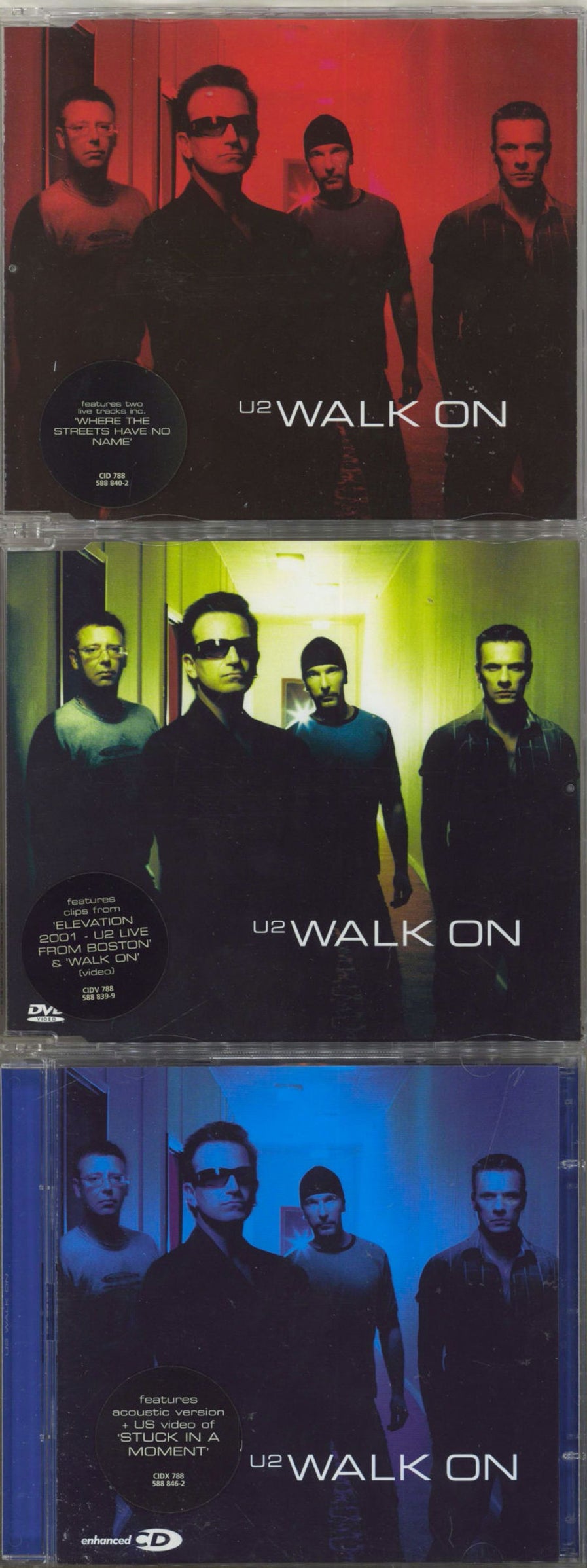 U2 Walk On UK 3-disc CD/DVD Set CID/X/V788
