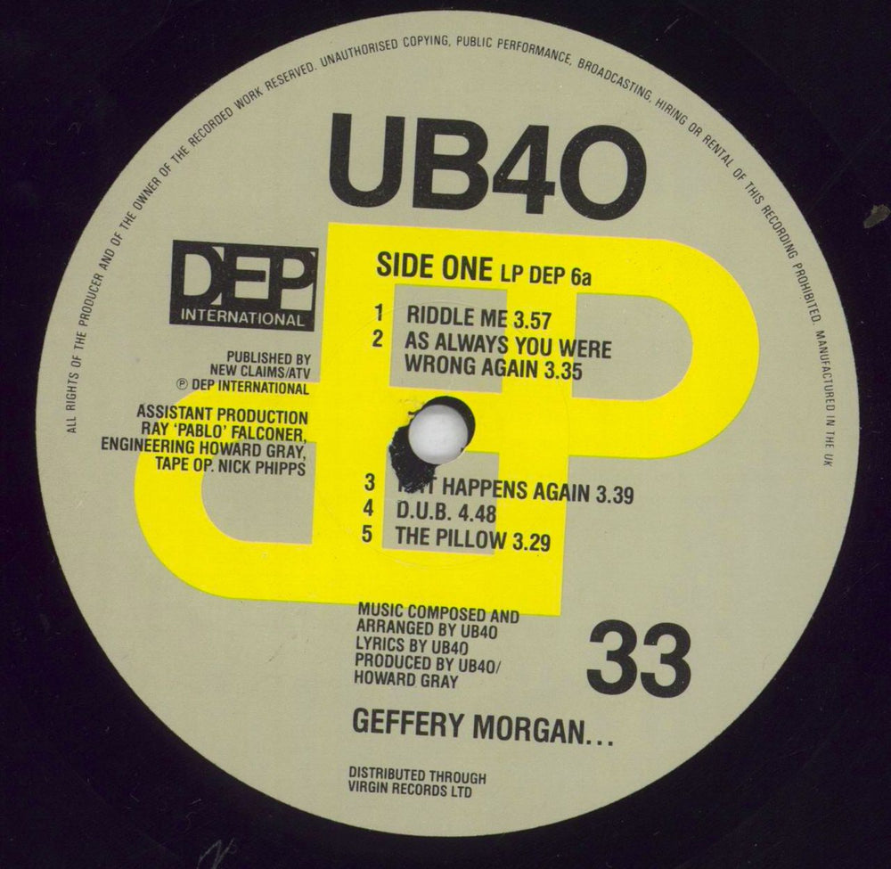 UB40 Geffery Morgan - shrink UK vinyl LP album (LP record) UB4LPGE832200