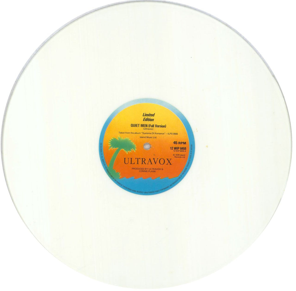 Ultravox Quiet Men - White Vinyl - EX UK 12" vinyl single (12 inch record / Maxi-single) VOX12QU742784