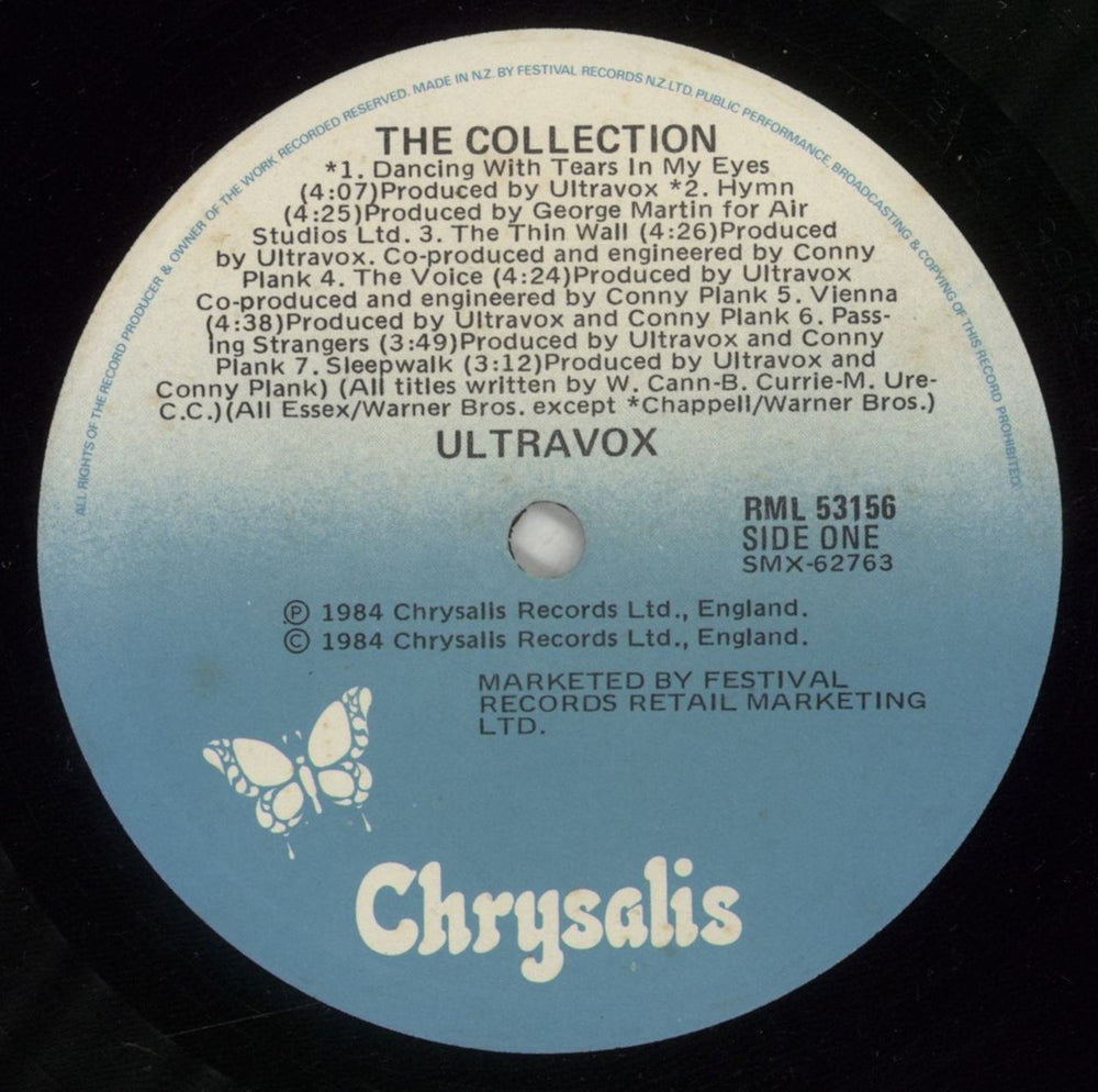 Ultravox The Collection New Zealand vinyl LP album (LP record) VOXLPTH874724