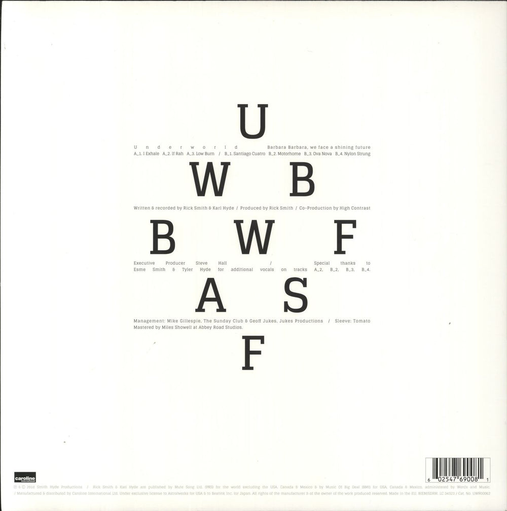 Underworld Barbara Barbara, We Face A Shining Future UK vinyl LP album (LP record) 602547690081