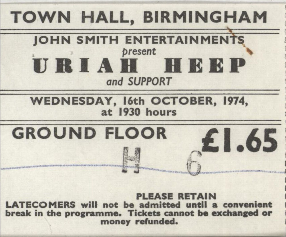 Uriah Heep In Concert - Show Souvenir + Ticket UK tour programme URITRIN875517