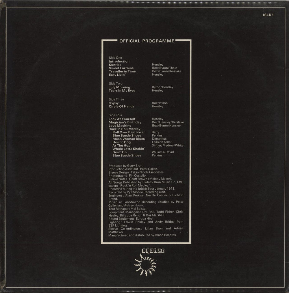 Uriah Heep Live + Inners - VG UK 2-LP vinyl record set (Double LP Album)