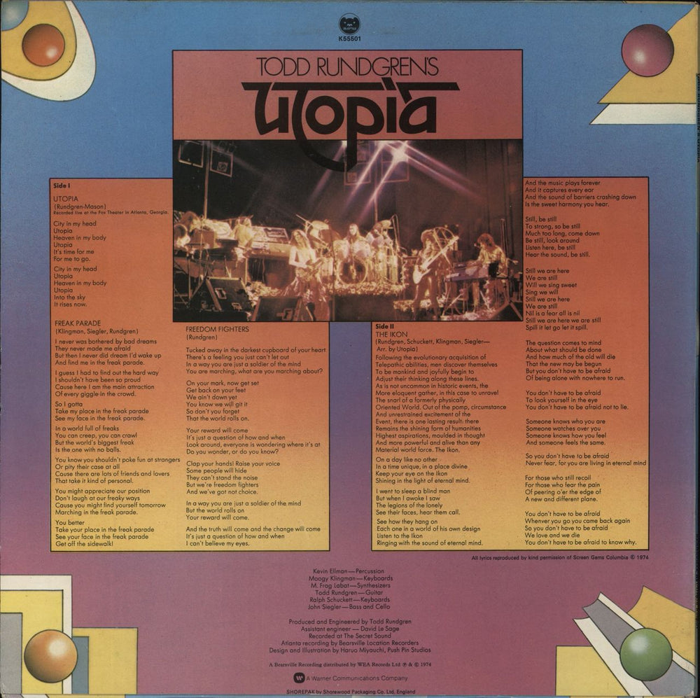Utopia (US) Todd Rundgren's Utopia UK vinyl LP album (LP record)