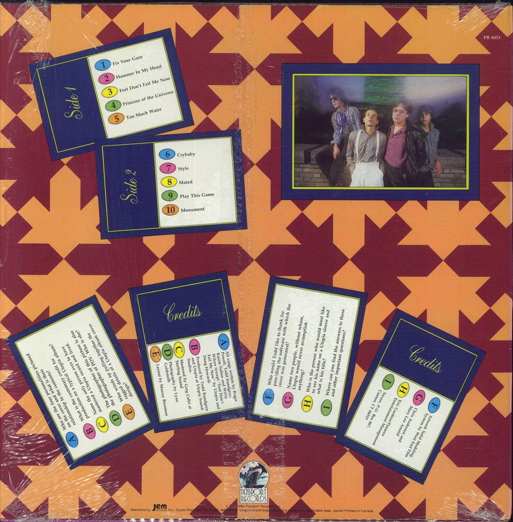 Utopia (US) Trivia - Shrink US vinyl LP album (LP record)