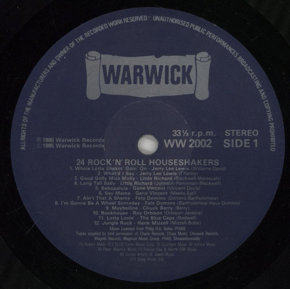 Various-50s/Rock & Roll/Rockabilly 24 Rock 'N' Roll Houseshakers UK vinyl LP album (LP record) 50VLPRO860976