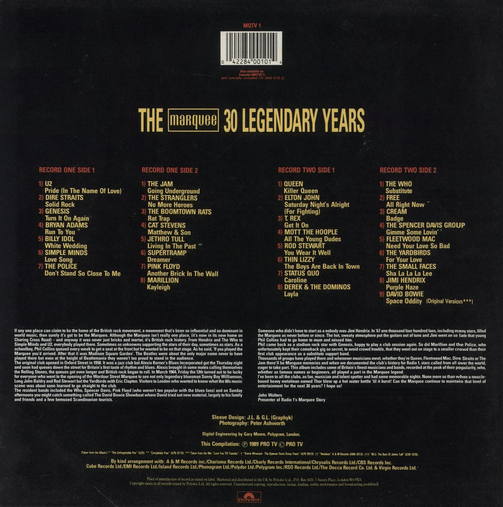 Various-60s & 70s The Marquee: 30 Legendary Years UK 2-LP vinyl record set (Double LP Album) 042284001014