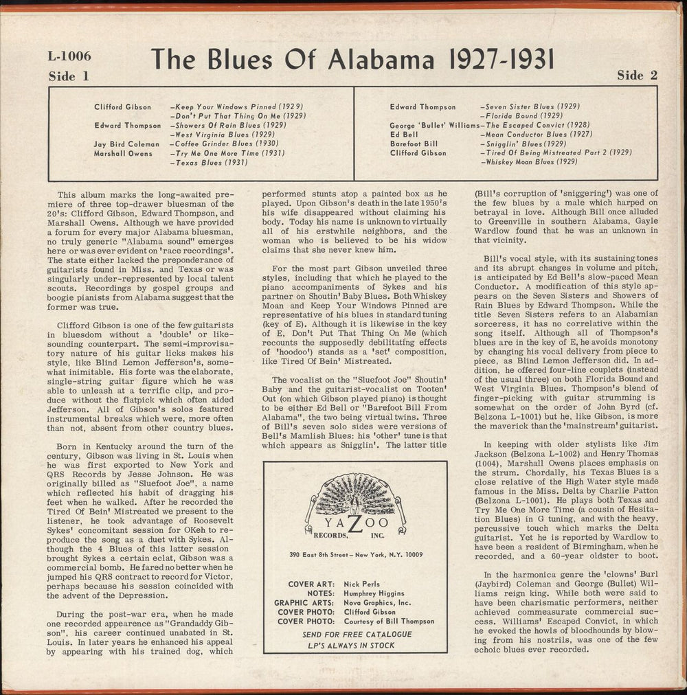 Various-Blues & Gospel Alabama Blues 1927 - 1931 US vinyl LP album (LP record)