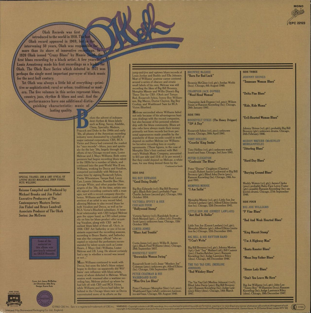 Various-Blues & Gospel Okeh - Chicago Blues UK 2-LP vinyl record set (Double LP Album)