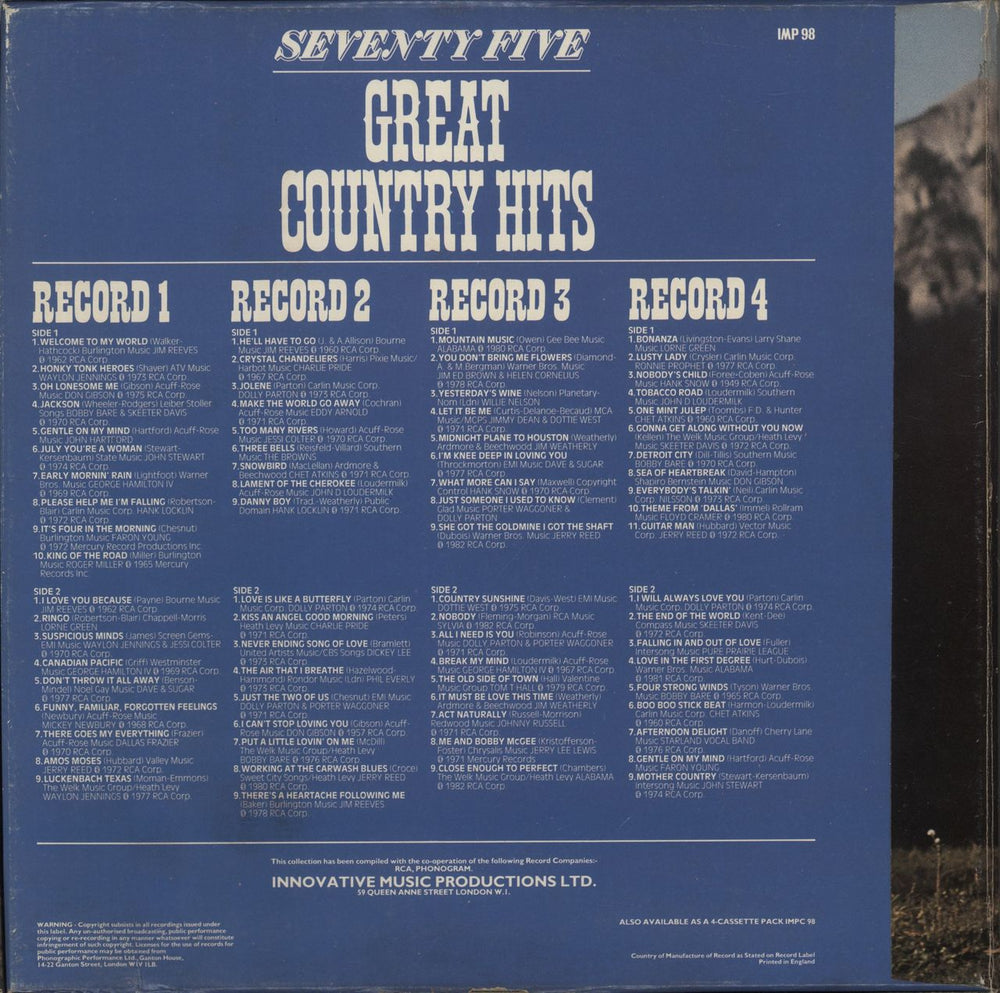 Various-Country Seventy Five Great Country Hits UK Vinyl Box Set