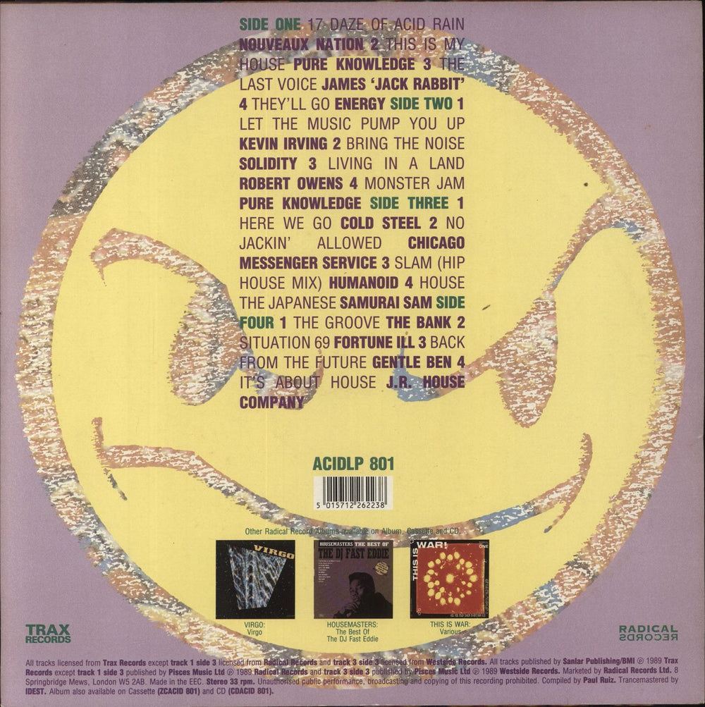 Various-Dance Son Of Acido UK 2-LP vinyl record set (Double LP Album) 5015712262238