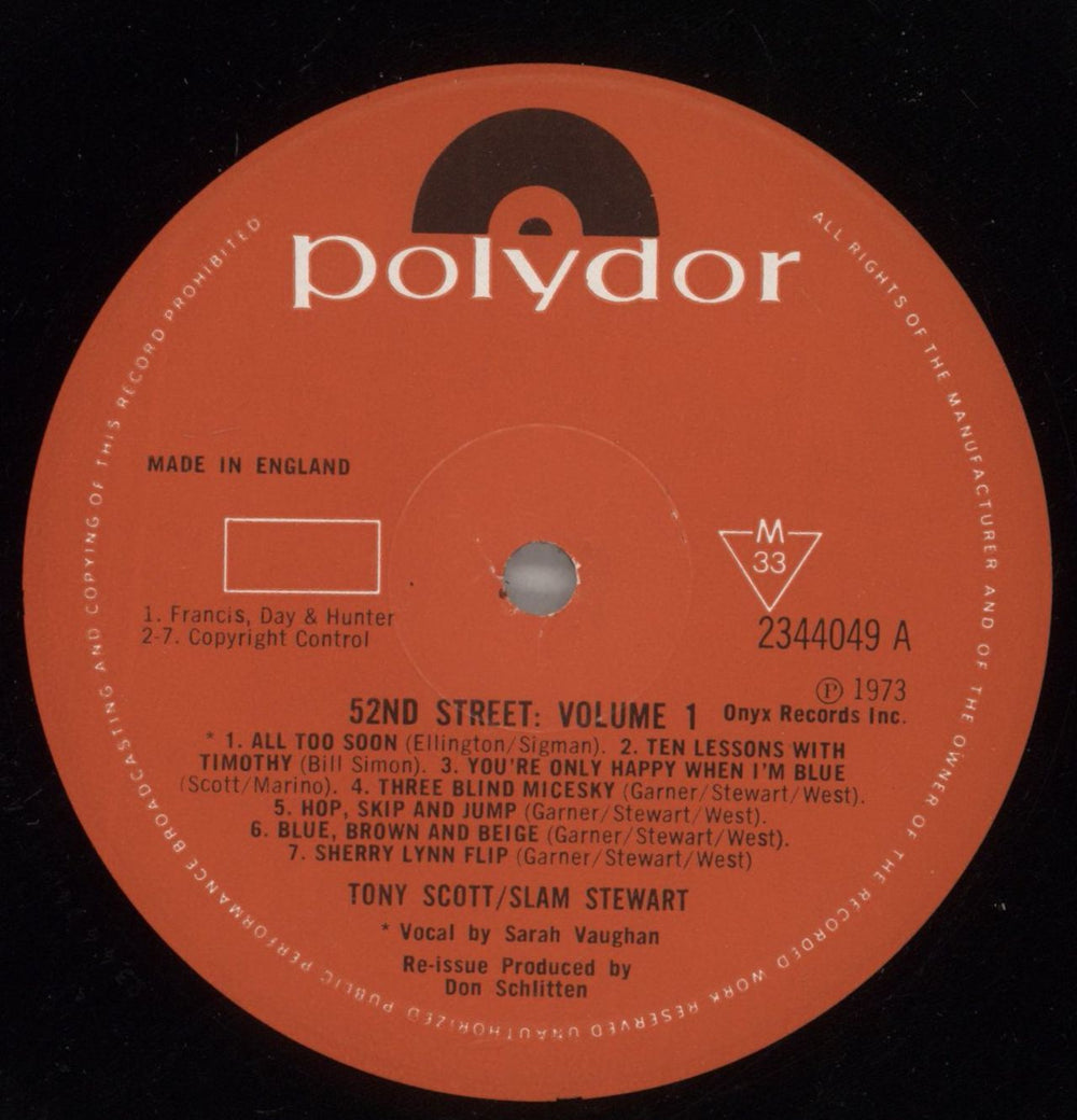 Various-Jazz 52nd Street; Volume 1 UK vinyl LP album (LP record) V-JLPND678280